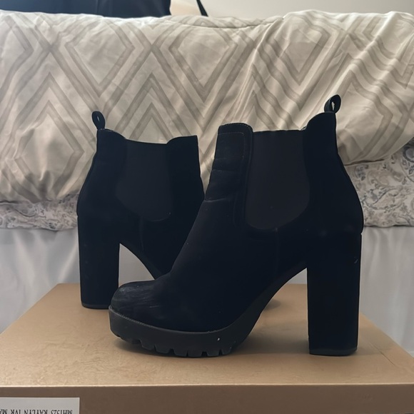 BOOTS- Black Suede Boots - Picture 1 of 3
